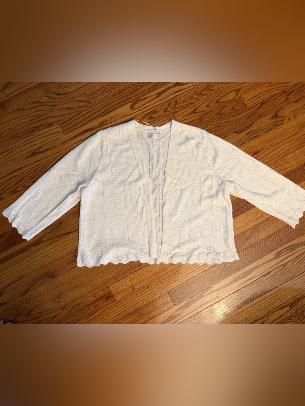 New w/o tags! White Eyelet Knit Open Cardigan